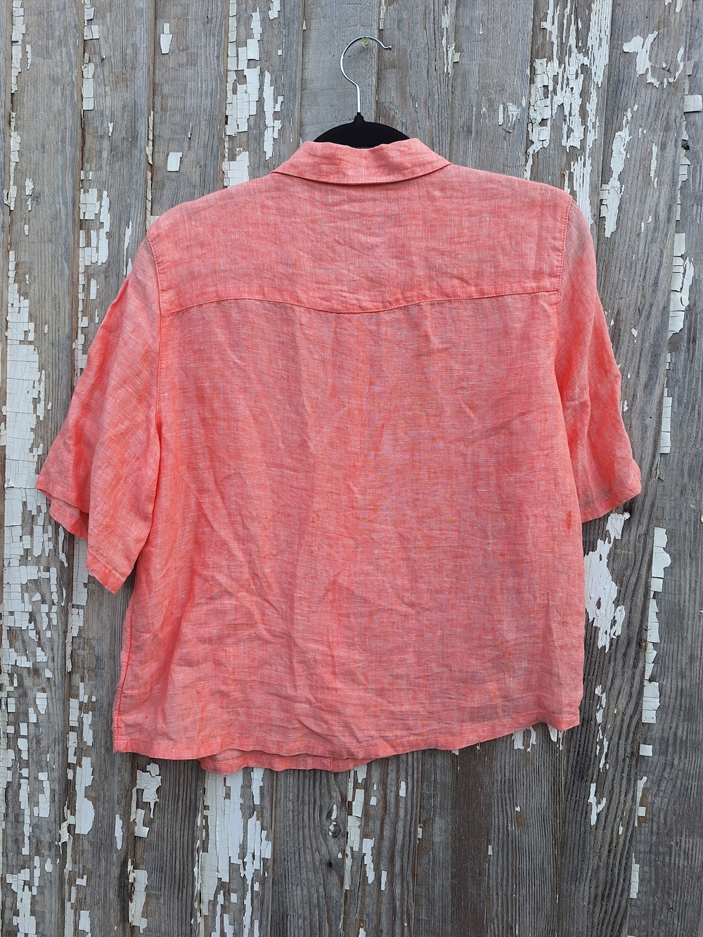 Tahari Coral Short-Sleeve Linen Button-Down Shirt Size Small - Picture 2 of 3